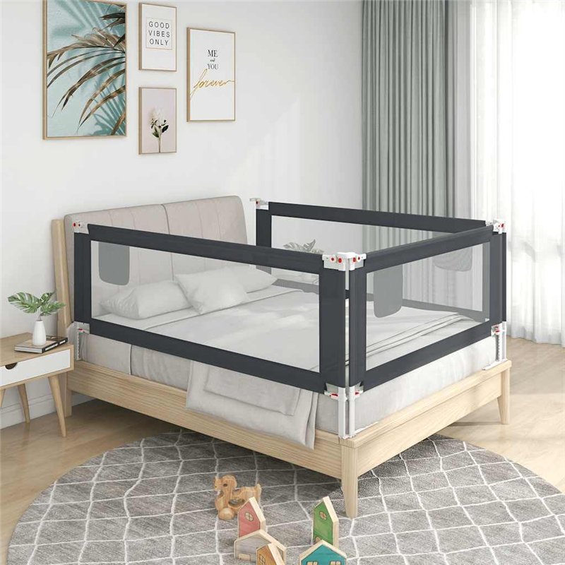 Image secondaire de SMARTGROUPSTORE BD - BD Garde-corps de sécurité Lit enfant Gris foncé Tissu 200 x 25 cm