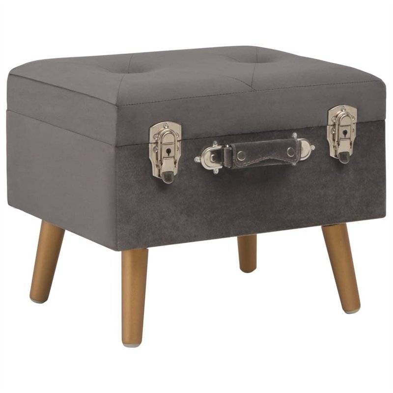 Revera Tabouret avec coffre de 40 cm en velours gris