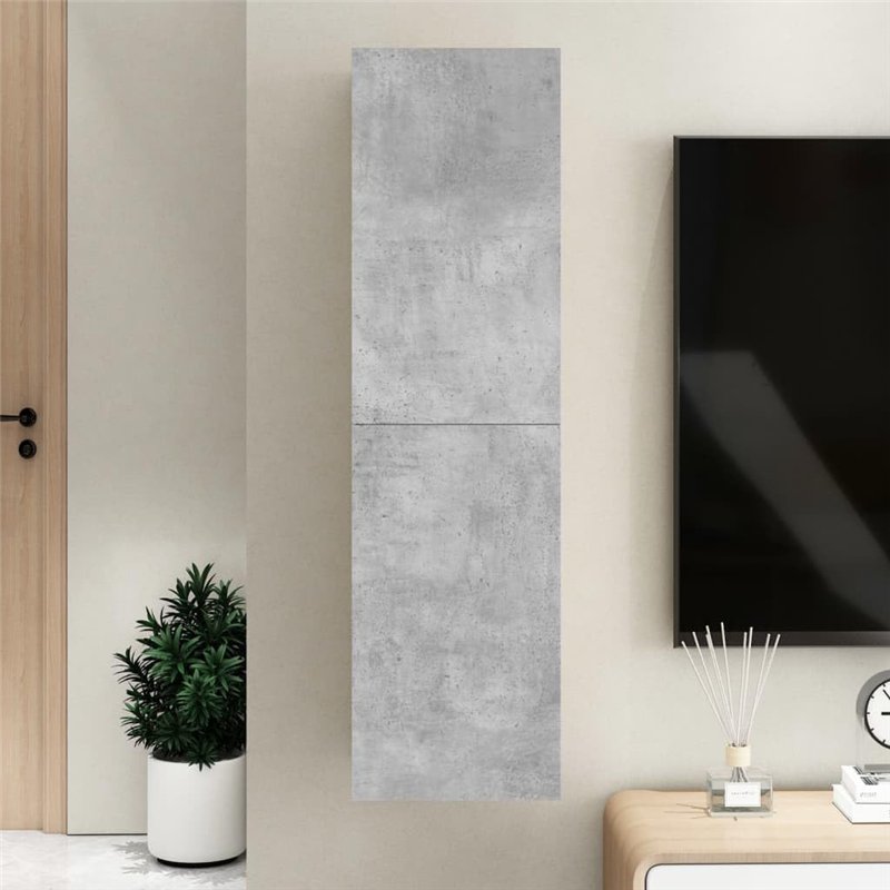Image secondaire de vidaXL Meuble TV en aggloméré Gris béton 30,5 x 30 x 110 cm