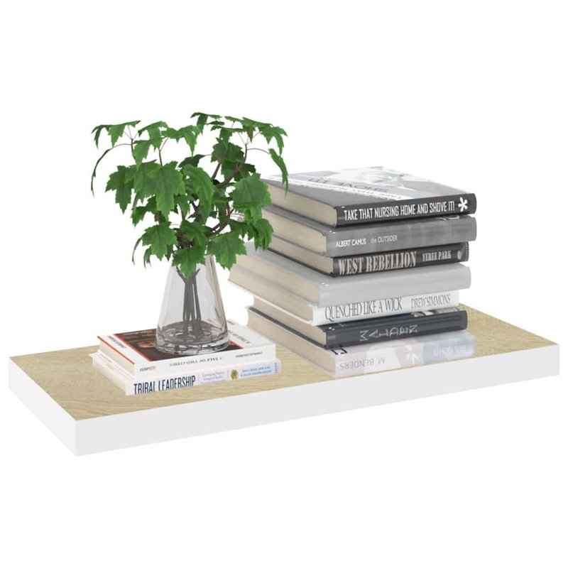 Image secondaire de VidaXL Étagères flottantes 2 pcs Chêne et blanc 60x23,5x3,8 cm MDF