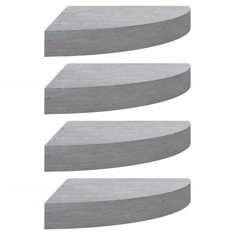 VidaXL Étagères d'angle murales 4 pcs Gris béton 25x25x3,8 cm MDF