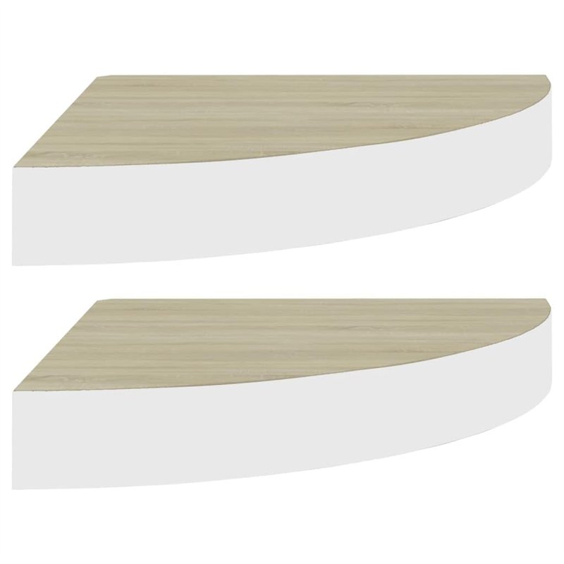 VidaXL Étagères d'angle murales 2 pcs Chêne et blanc 35x35x3,8 cm MDF