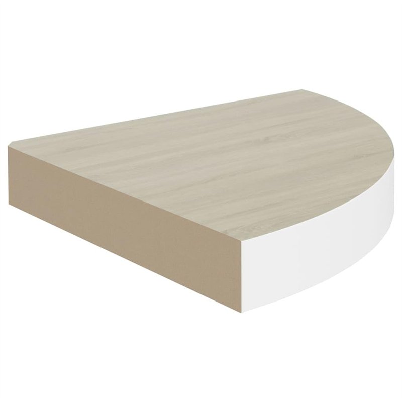 Image secondaire de VidaXL Étagères d'angle murales 2 pcs Chêne et blanc 35x35x3,8 cm MDF