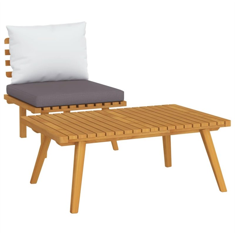 Salon de jardin 2 pcs avec coussins Bois d acacia solide