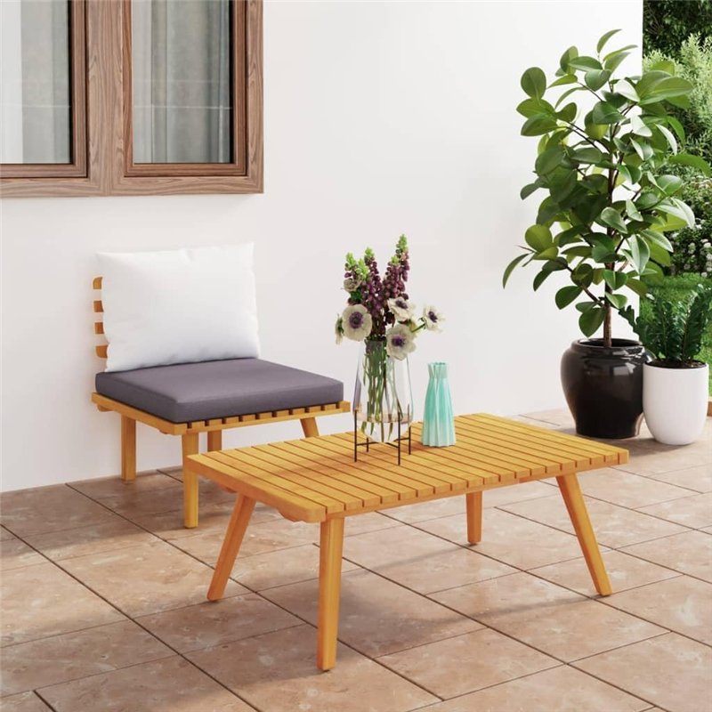 Image secondaire de Salon de jardin 2 pcs avec coussins Bois d acacia solide
