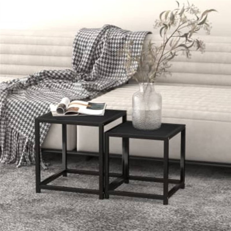 Image secondaire de vidaXL Tables basses 2 pièces en MDF noir