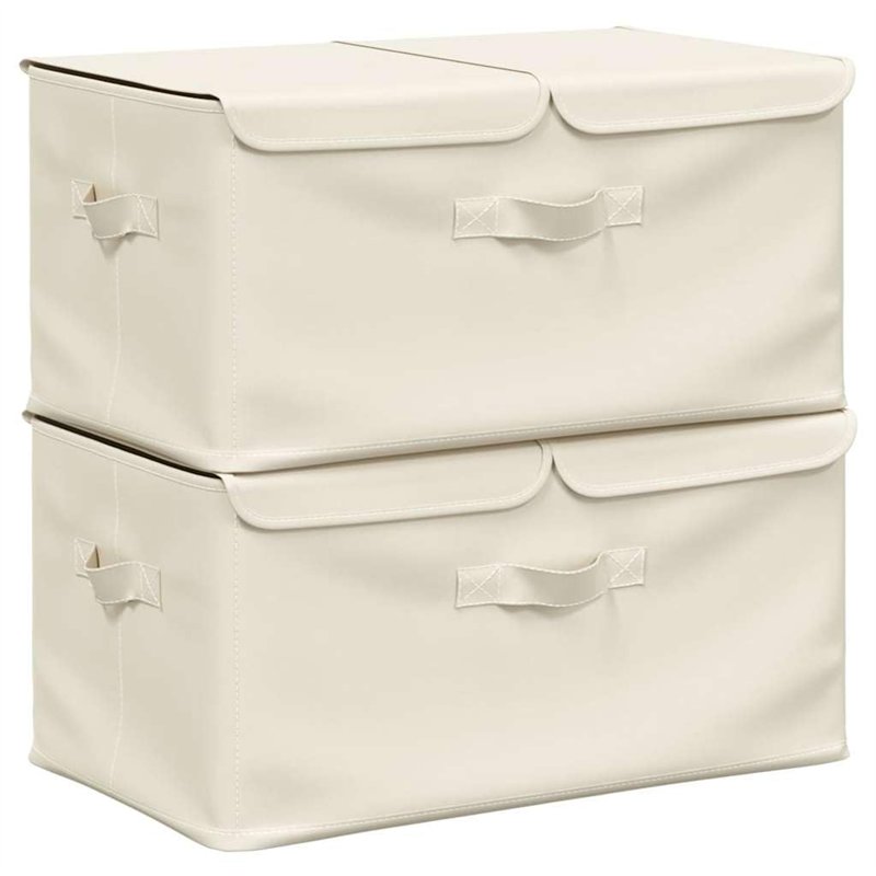 VidaXL Boîtes de rangement 2 pcs Tissu 50x30x25 cm Crème