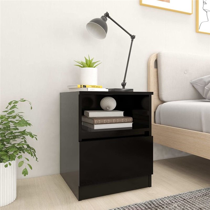 Image secondaire de vidaXL L29943530-001 Table de Chevet, Noir, Agglomere, 40cm x 40cm x 50cm