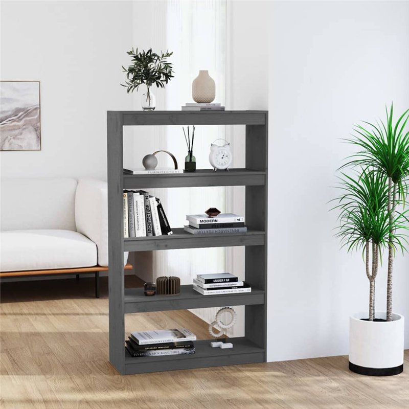Image secondaire de Libreria/Divisorio Grigio 80x30x135,5 cm in Massello di Pino
