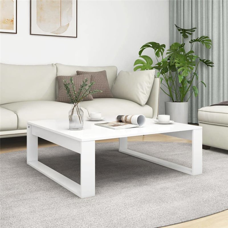 Image secondaire de Table basse Blanc 100x100x35 cm Bois d'ingénierie