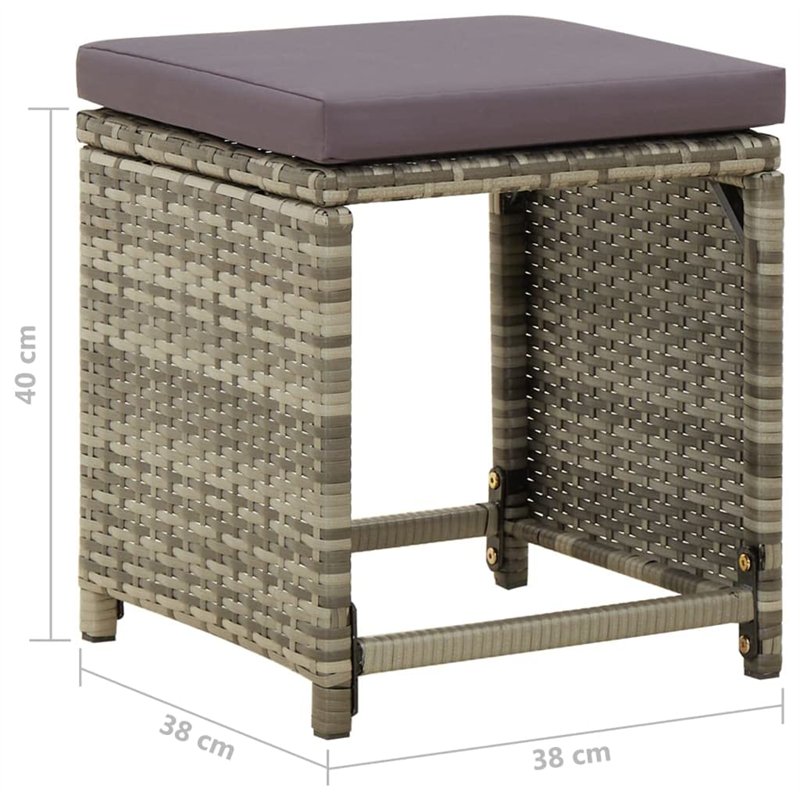 Image secondaire de Bussandri Exclusive Lot de 4 tabourets de jardin avec coussins en polyrotin Gris