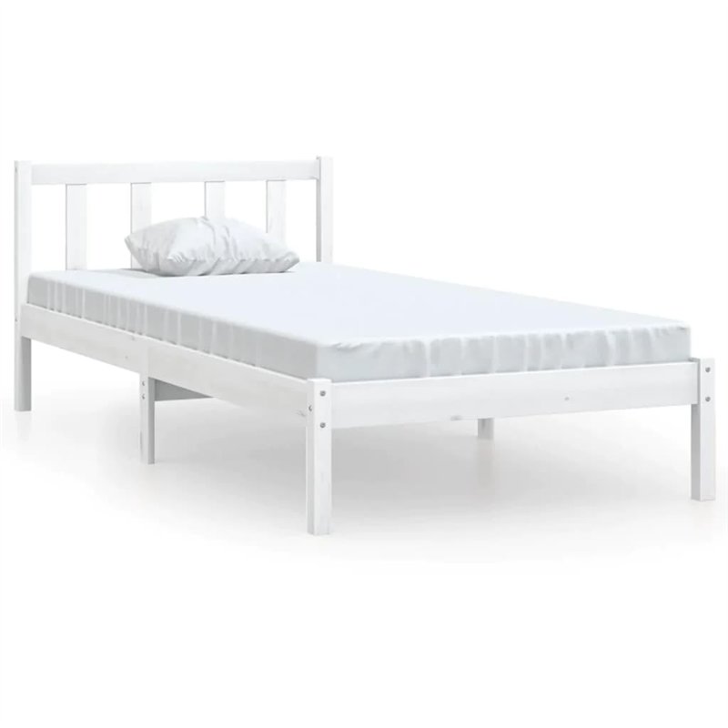 Image secondaire de vidaXL Cadre de lit pour adulte en pin massif blanc 100x200 cm