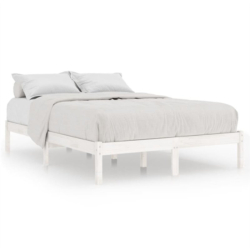 vidaXL Bois de Pin Massif Cadre de Lit Sommier à Lattes Lit Double Lit Adulte Cadre à Lattes sur Pied Chambre à Coucher Intérieu