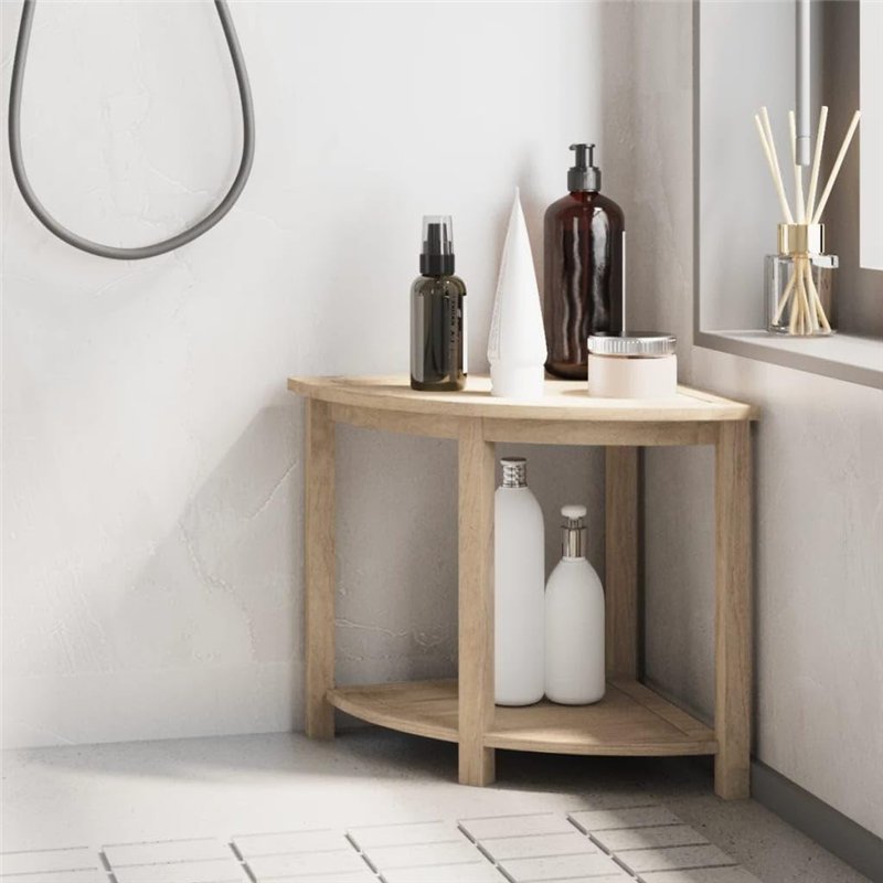 Image secondaire de vidaXL Banc de douche d'angle en teck massif 50 x 40 x 45 cm