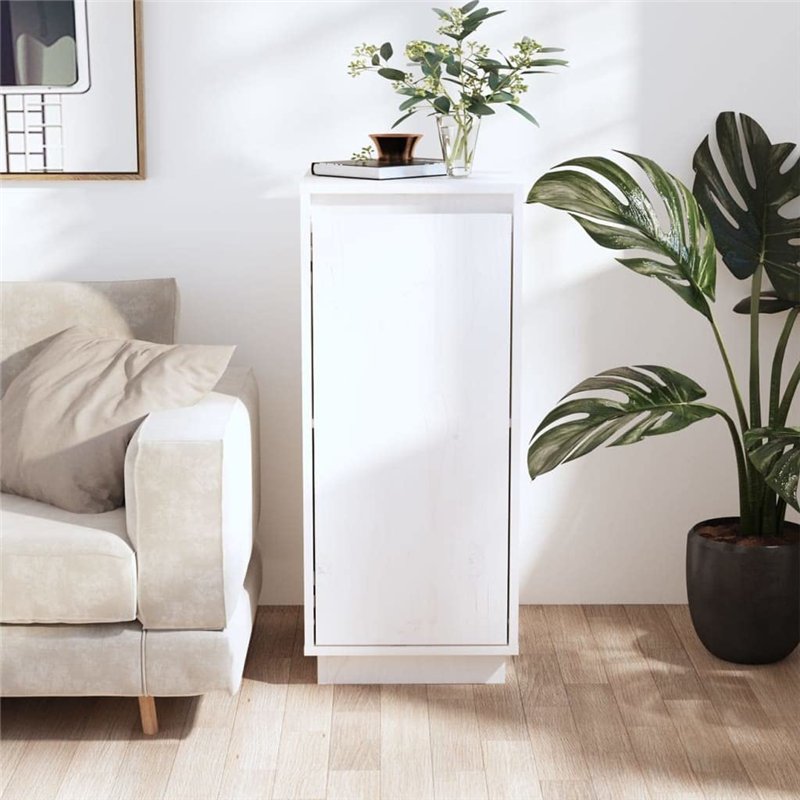 Image secondaire de vidaXL Credenza Bianca 31,5x34x75 cm in Legno Massello di Pino