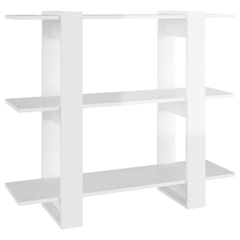 vidaXL Étagère à Livres Classique 100x30x87 cm Blanc Verni 1 Niveau 18 kg Montage au Sol