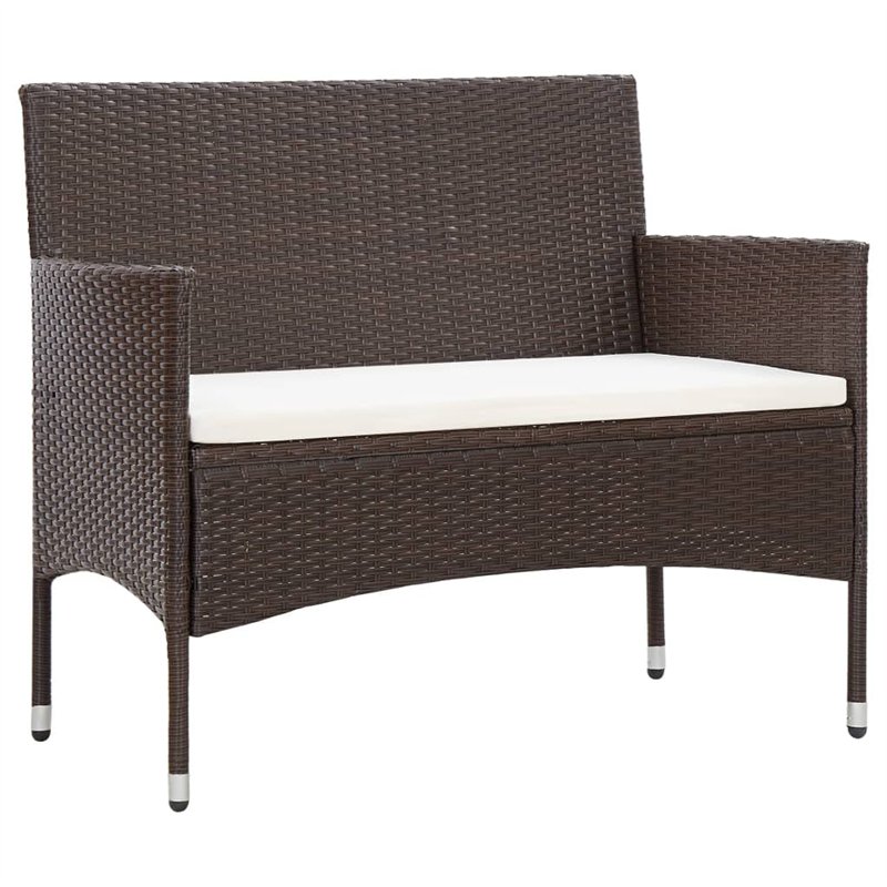 Image secondaire de vidaXL Salon de Jardin 4 pcs avec Coussins Résine tressée Marron