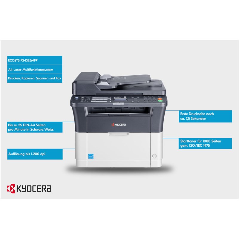 Image secondaire de KYOCERA FS-1325MFP - Multifunktionsdrucker - s/w - Laser - 216 x 356 mm (Original) - A4/Legal (Medien)
