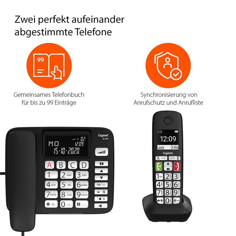 Image secondaire de Gigaset DL780 Plus Téléphone analog/dect Identification de l'appelant Noir [Version Allemande]