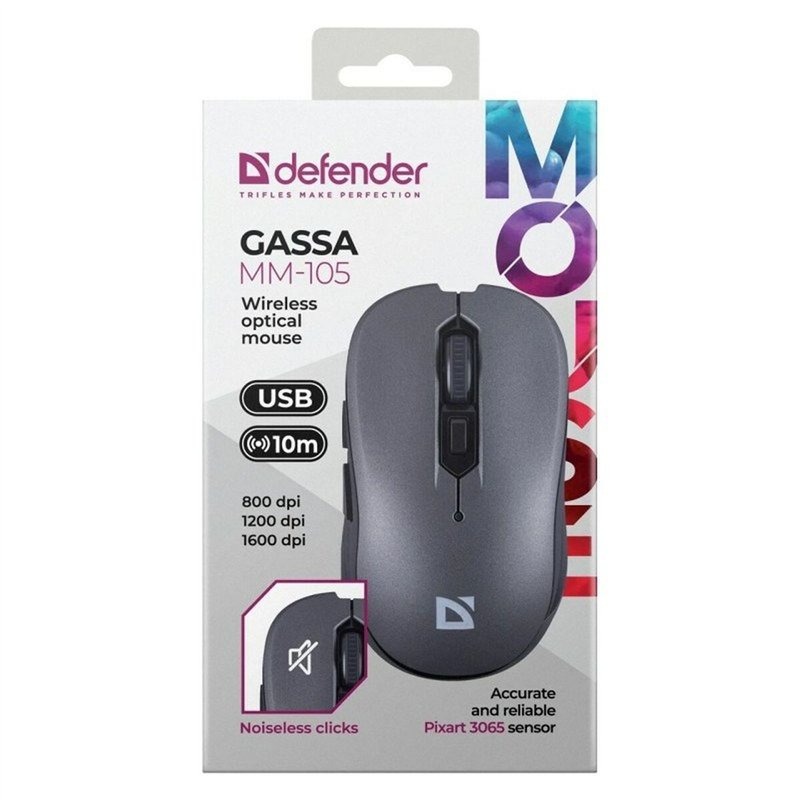 Image secondaire de Souris sans-fil Defender GASSA MM-105 RF SILENT Gris 1600 dpi