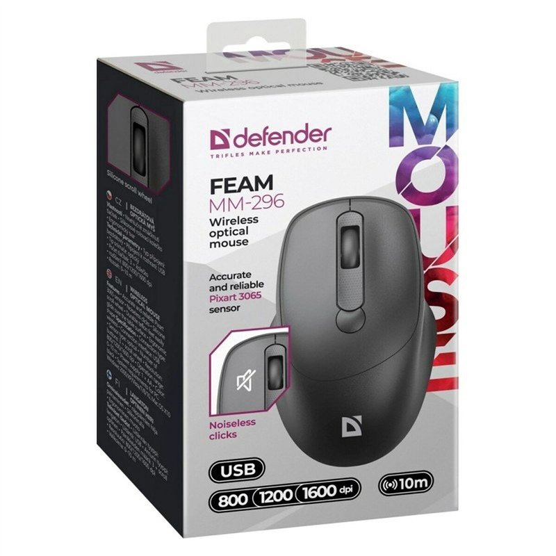 Image secondaire de Souris Gaming Defender FEAM MM-296 RF SILENT Noir