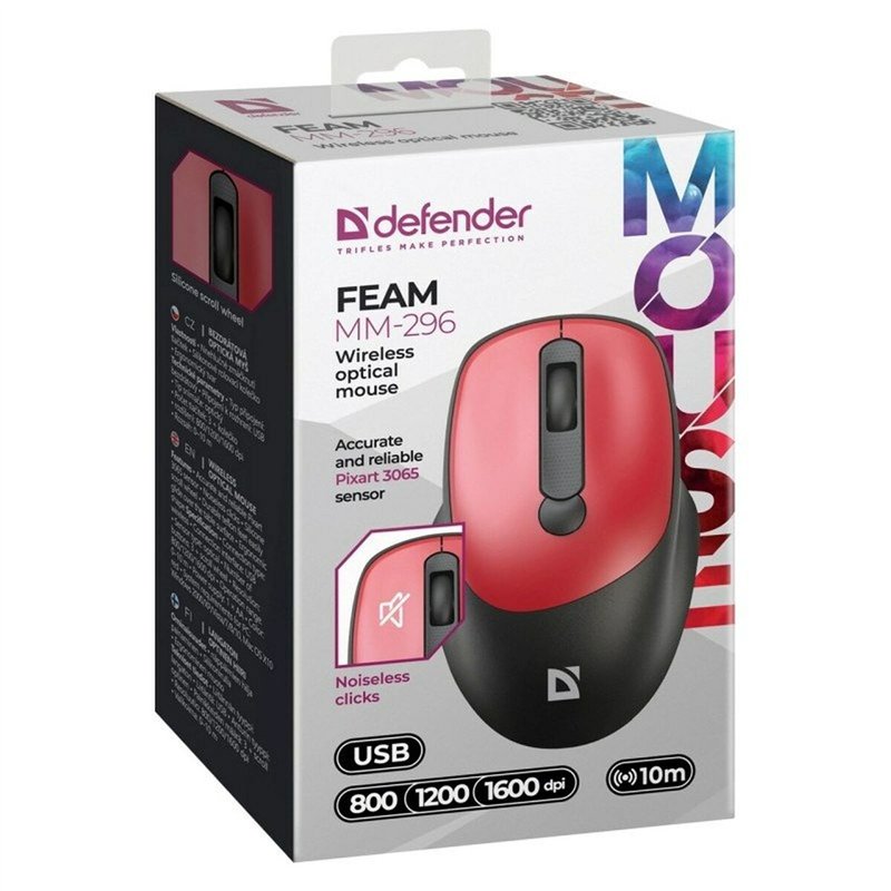 Image secondaire de Souris sans-fil Defender FEAM MM-296 RF SILENT Rouge