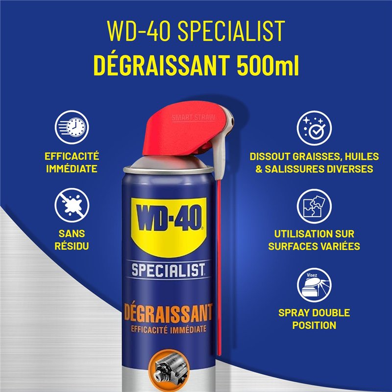Image secondaire de WD-40 Specialist • Dégraissant • Spray Double Position • Efficacité Immédiate • Sans résidu • Dissout graisse, huiles et saletés