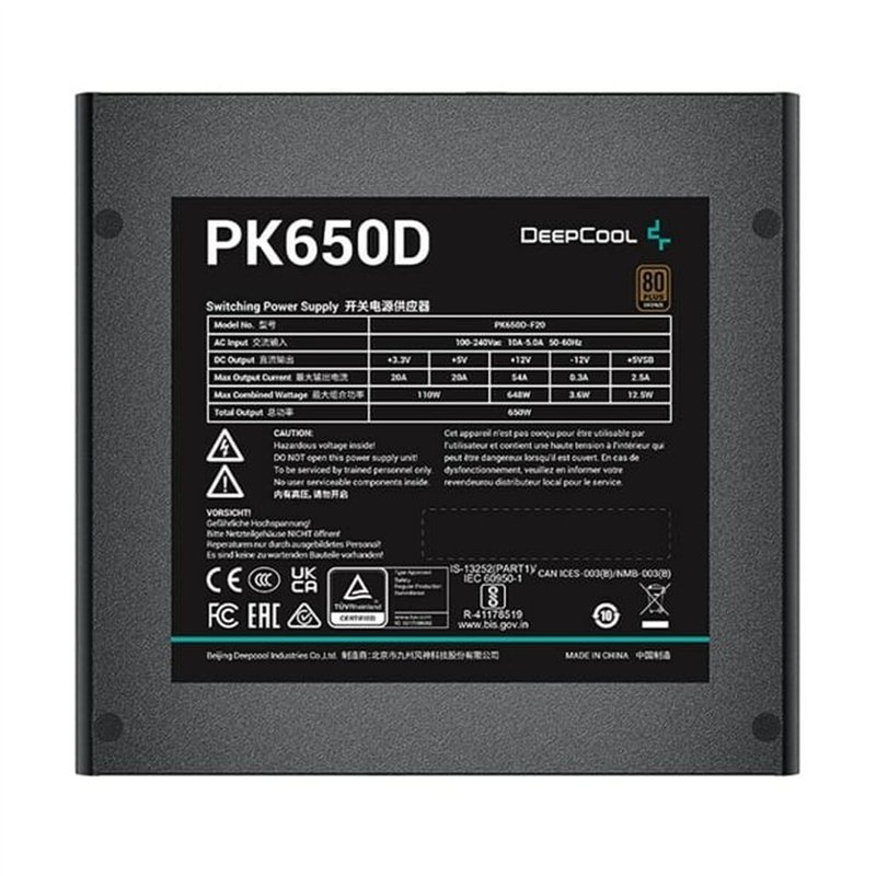 Image secondaire de Bloc dAlimentation DEEPCOOL R-PK650D-FA0B-JGEU ATX 650 W 80 Plus Bronze RoHS WEEE