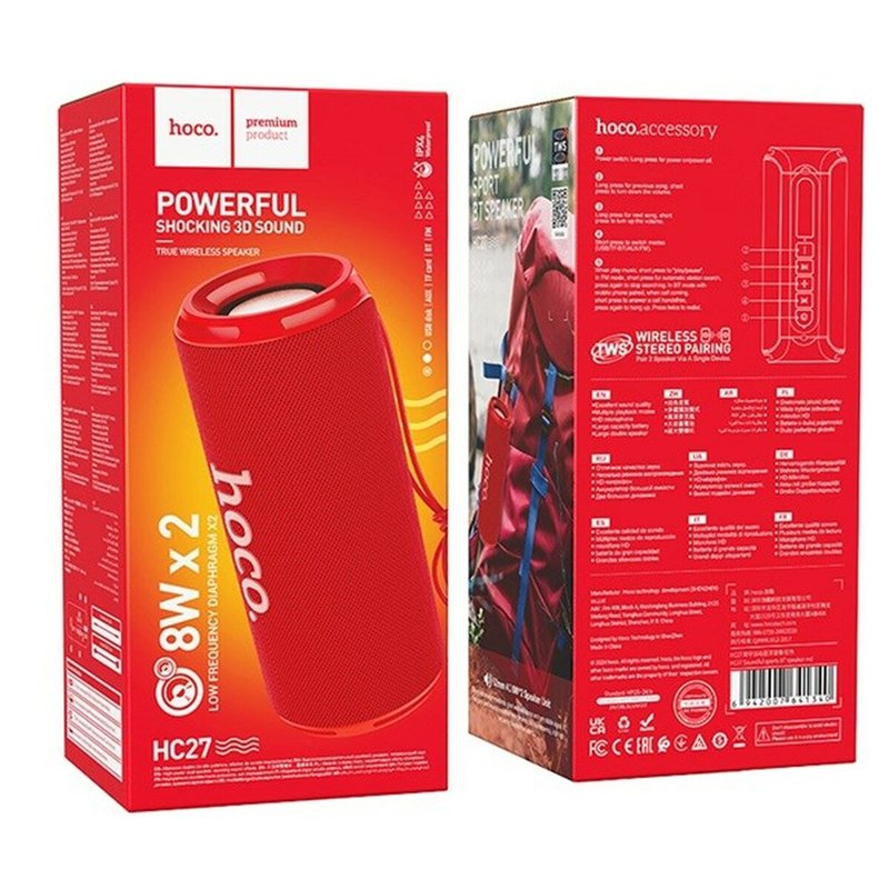 Image secondaire de Haut-parleurs bluetooth portables Hoco HC27 Rouge 16 W