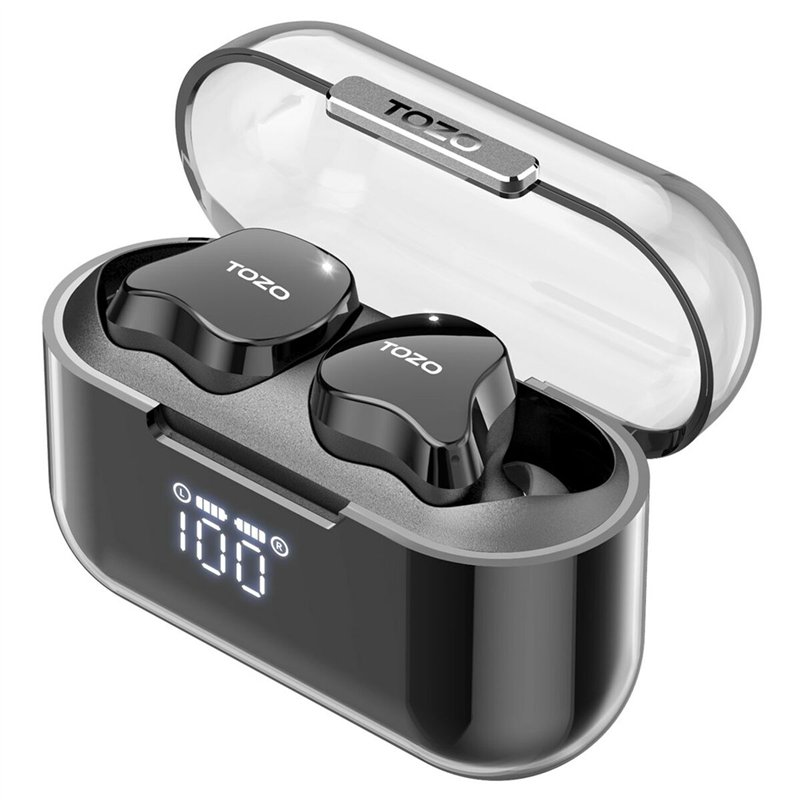 Image secondaire de Écouteurs Sans Fil avec Étui de Charge TOZO T18 CRYSTAL BUDS Noir