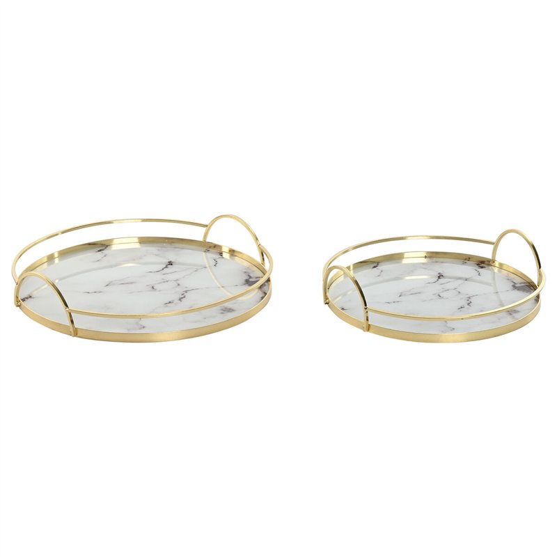 Jeux de plateaux Home ESPRIT Blanc Doré Moderne 30 x 30 x 6 cm (2 Unités)