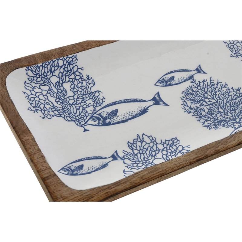 Image secondaire de Jeux de plateaux Home ESPRIT Bleu Blanc Naturel méditerranéen 40 x 19 x 2,5 cm (2 Unités)