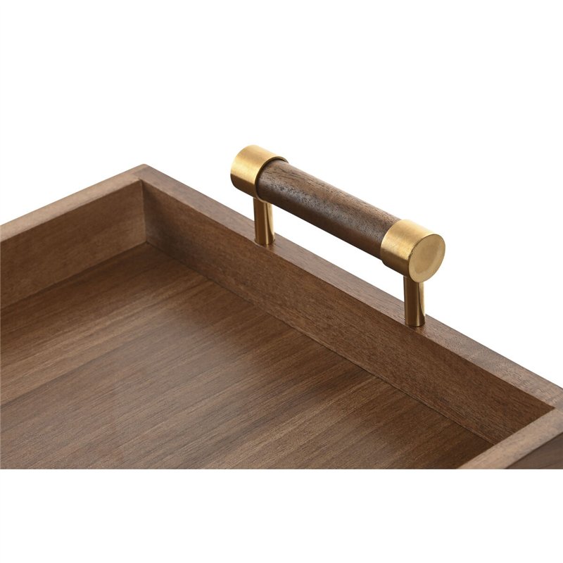 Image secondaire de Plateau apéritif Home ESPRIT Doré Naturel Métal Acacia 39 x 26,5 x 8 cm