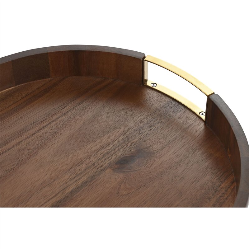 Image secondaire de Plateau apéritif Home ESPRIT Doré Naturel Métal Acacia 35,5 x 35,5 x 5 cm