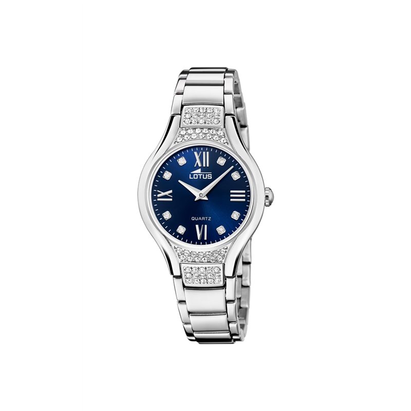 Lotus Montre Femme Solotempo Avec Cristaux Sur Le Boîtier 18910/4, bleu, Bracelet