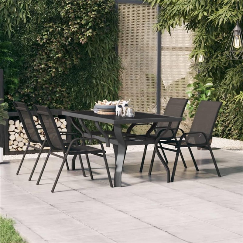 Image secondaire de Bussandri Exclusive Table de jardin en acier et verre Gris et noir 140 x 70 x 70 cm