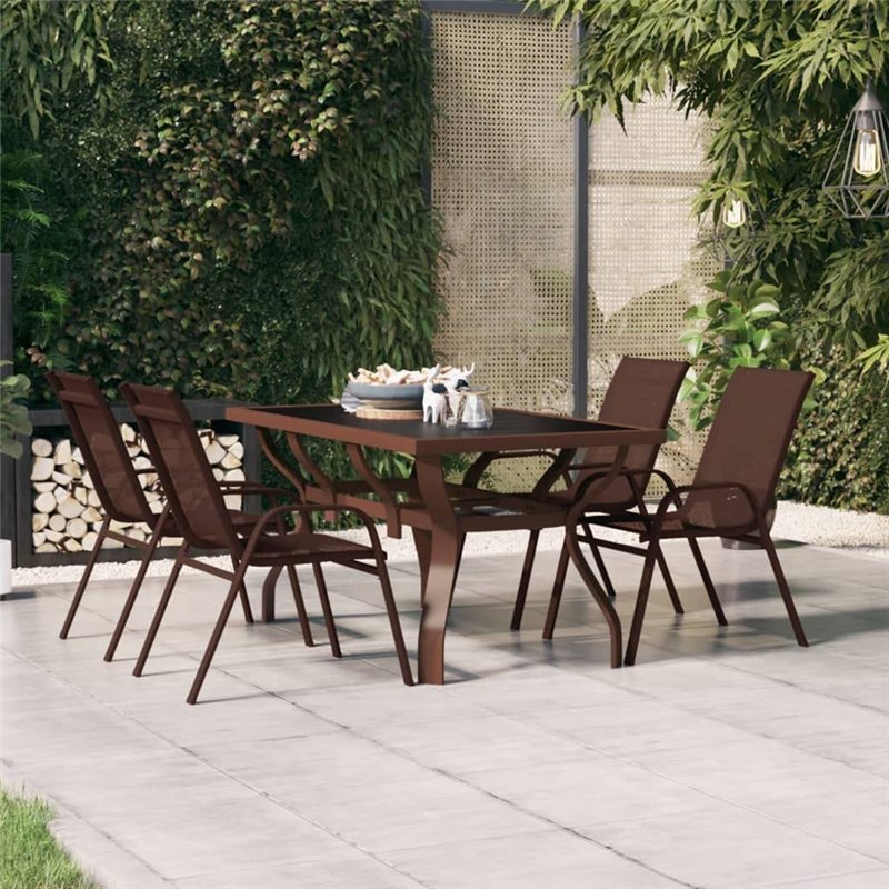Image secondaire de Bussandri Exclusive Table de jardin en acier et verre Marron et noir 140 x 70 x 70 cm