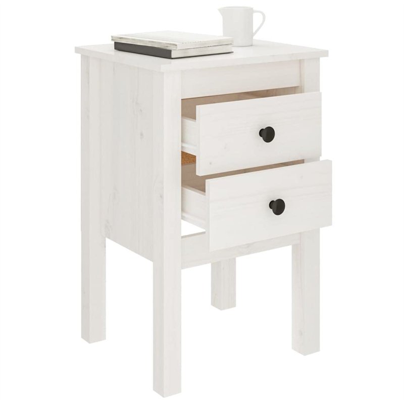 Image secondaire de Bussandri Exclusive - Tables de chevet 2 pc 40x35x61,5 cm bois de pin massif blanc