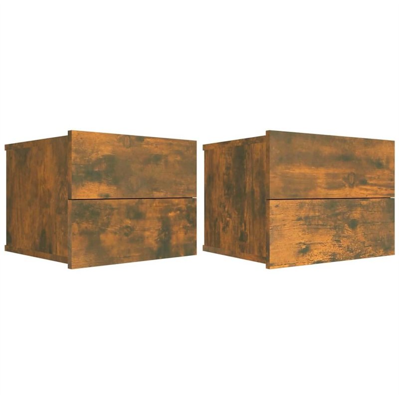 vidaXL 2X Tables de Chevet Tables de Nuit Armoires de Chevet Armoires de Lit Meubles de Chambre à Coucher Chêne Fumé 40x30x30 cm