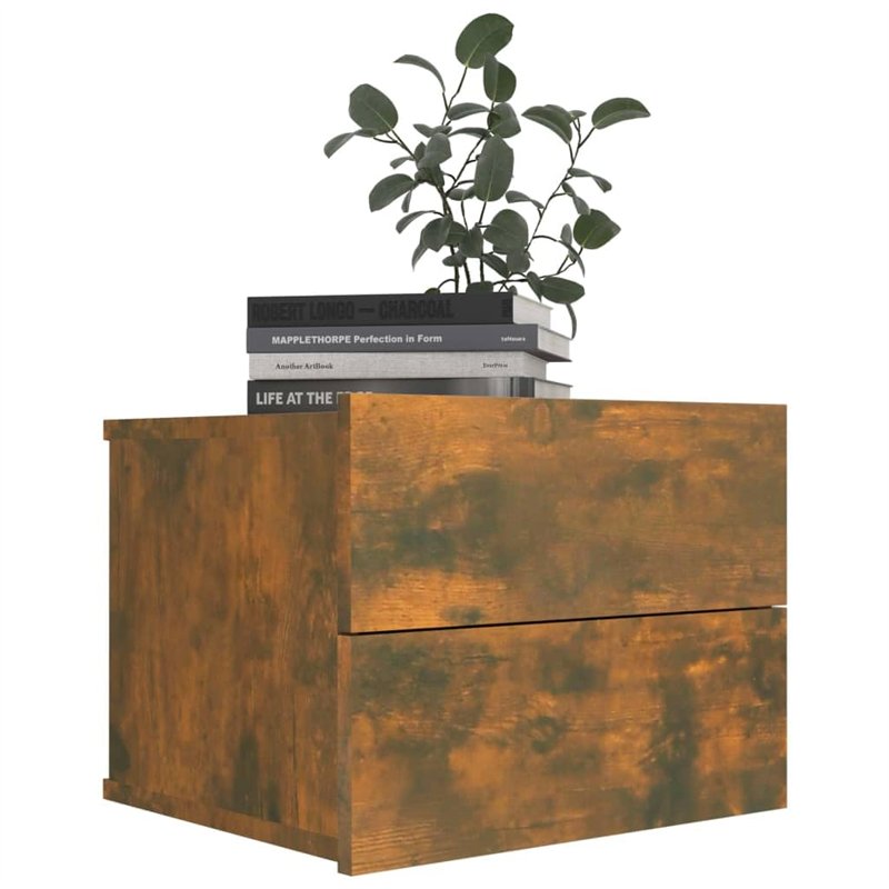 Image secondaire de vidaXL 2X Tables de Chevet Tables de Nuit Armoires de Chevet Armoires de Lit Meubles de Chambre à Coucher Chêne Fumé 40x30x30 cm