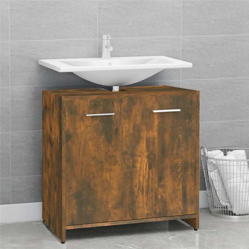 Image secondaire de Armoire de bain Chêne fumé 60x33x60 cm Bois d'ingénierie