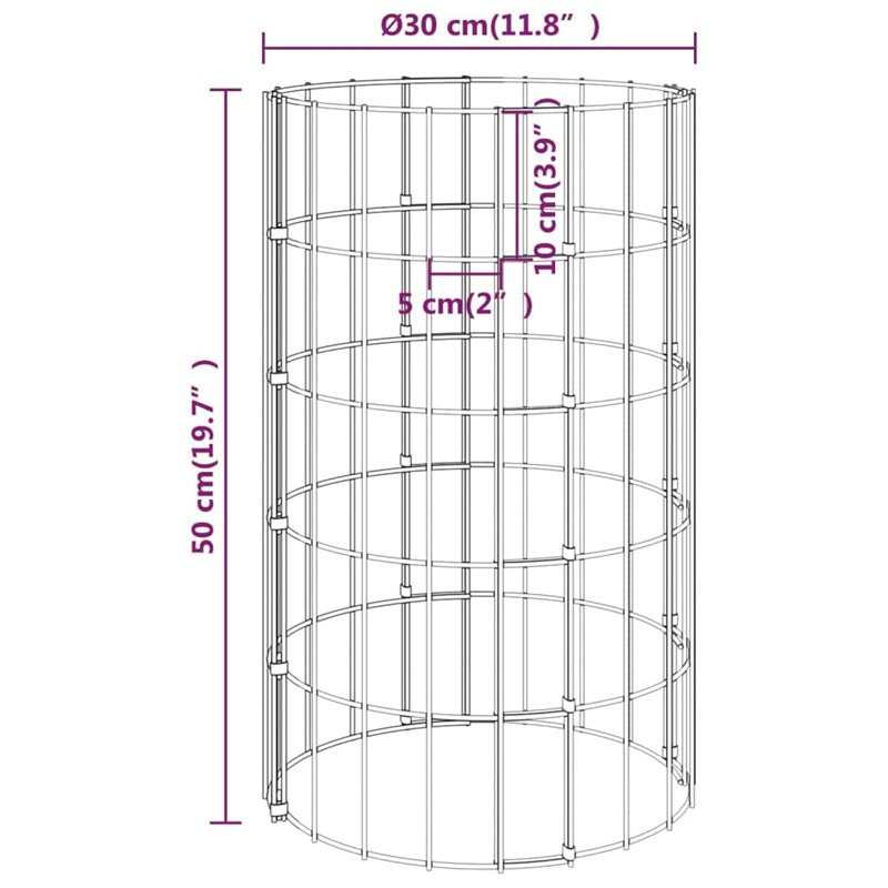 Image secondaire de Lits surélevés circulaires en gabion 3 pièces en acier galvanisé Ø30 x 50 cm