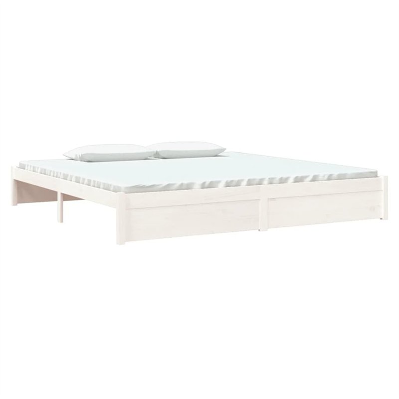 Image secondaire de Cadre de lit sans matelas blanc bois massif 200x200 cm