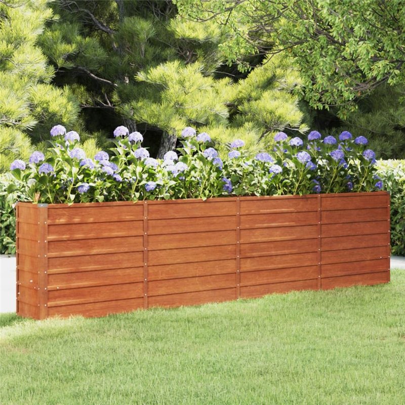 Image secondaire de Jardinière surélevée rouillée en acier Corten 320 x 40 x 77 cm
