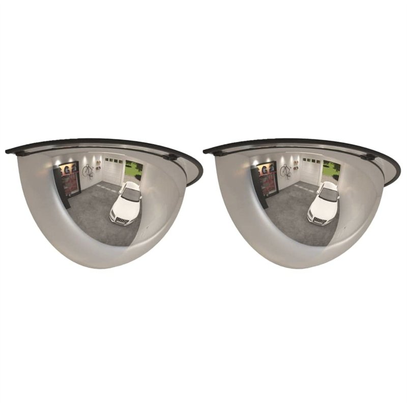vidaXL Miroirs de Circulation en Demi-dôme 2 pcs Ø40 cm Acrylique, rétroviseur, Miroir de Circulation Convexe, sécurité routière