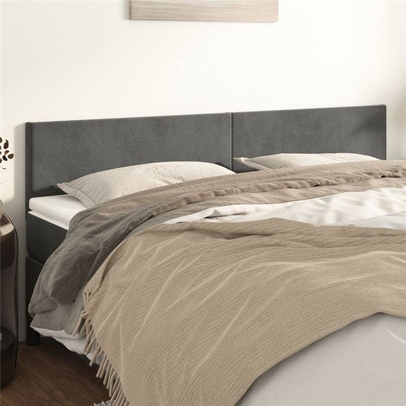 Image secondaire de Têtes de lit 2 pcs Gris foncé 80x5x78 88 cm Velours