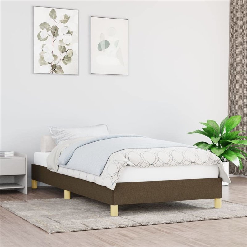 Image secondaire de Cadre de lit sans matelas marron foncé 100x200 cm tissu