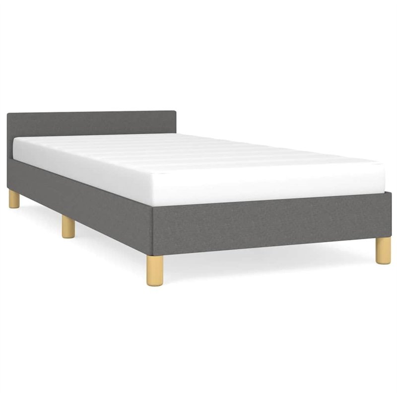 Image secondaire de vidaXL Cadre de lit sans Matelas Gris foncé 100x200 cm Tissu