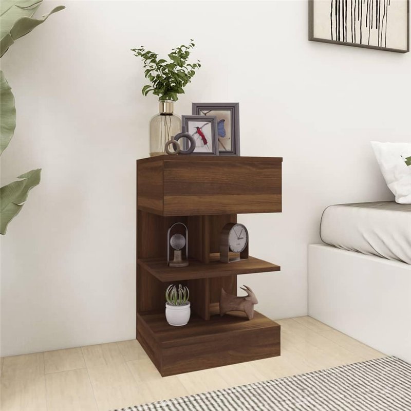 Image secondaire de vidaXL Table de Chevet Table de Nuit Armoire de Chevet Armoire de Lit avec Rangement Chambre à Coucher Chêne Marron 40x35x65 cm