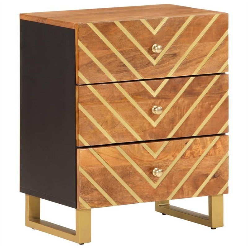 vidaXL Table de Chevet, Armoire de Nuit avec 3 Tiroirs, Table de Nuit avec Pieds, Meuble de Chambre, Moderne, Marron et Noir Boi
